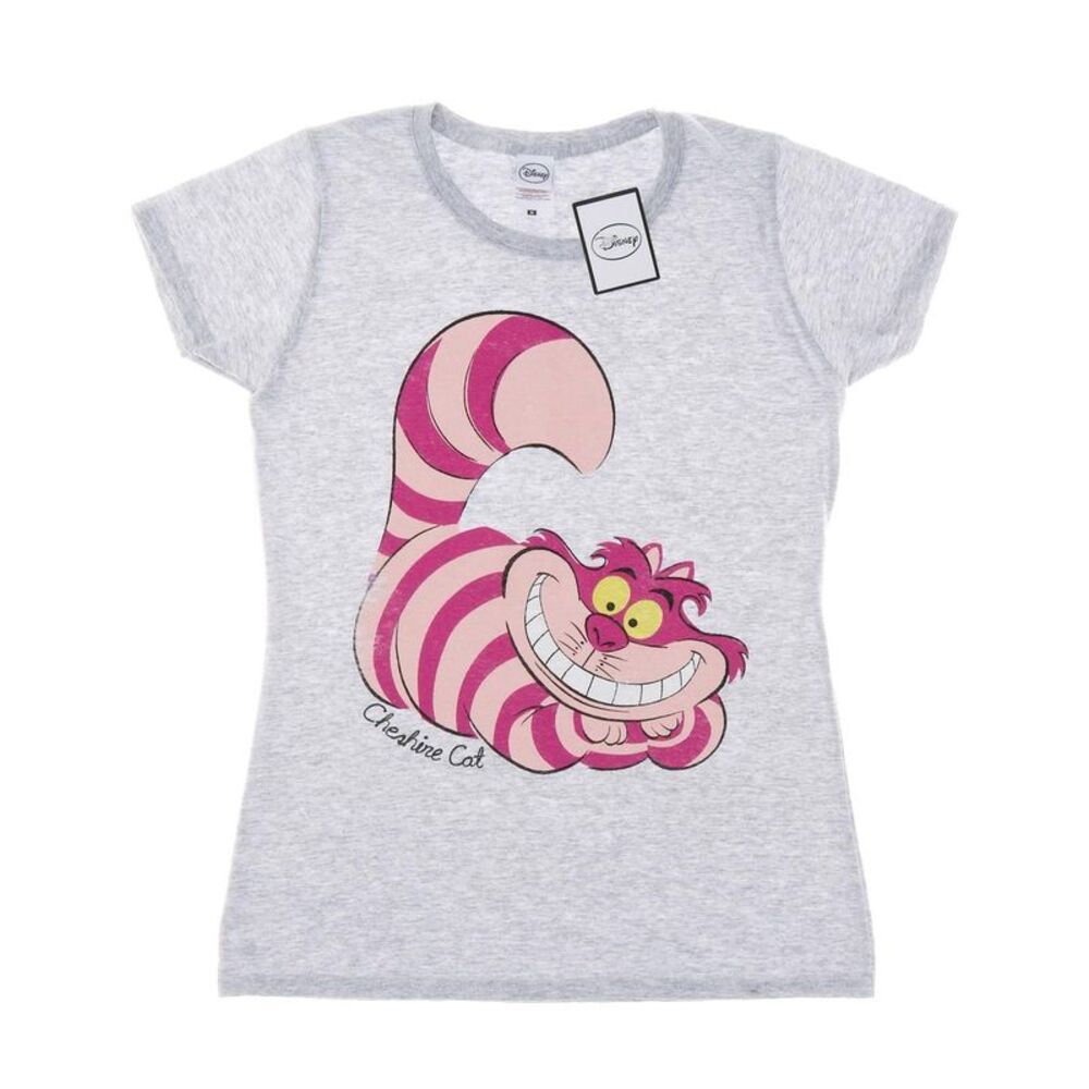 Alice In Wonderland Womens/Ladies Cheshire Cat Fitted T-Shirt / Heather Grey